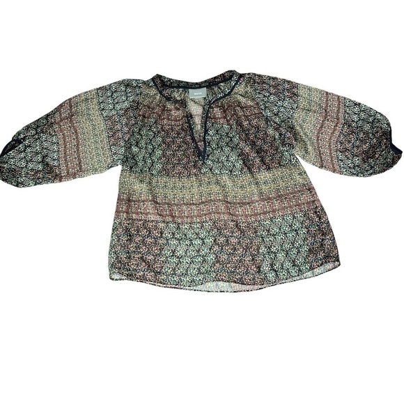 ANTHROPOLOGIE MAEVE Sheer Multi Color 3/4 Sleeves Boho Blouse Top Size S - Picture 8 of 16